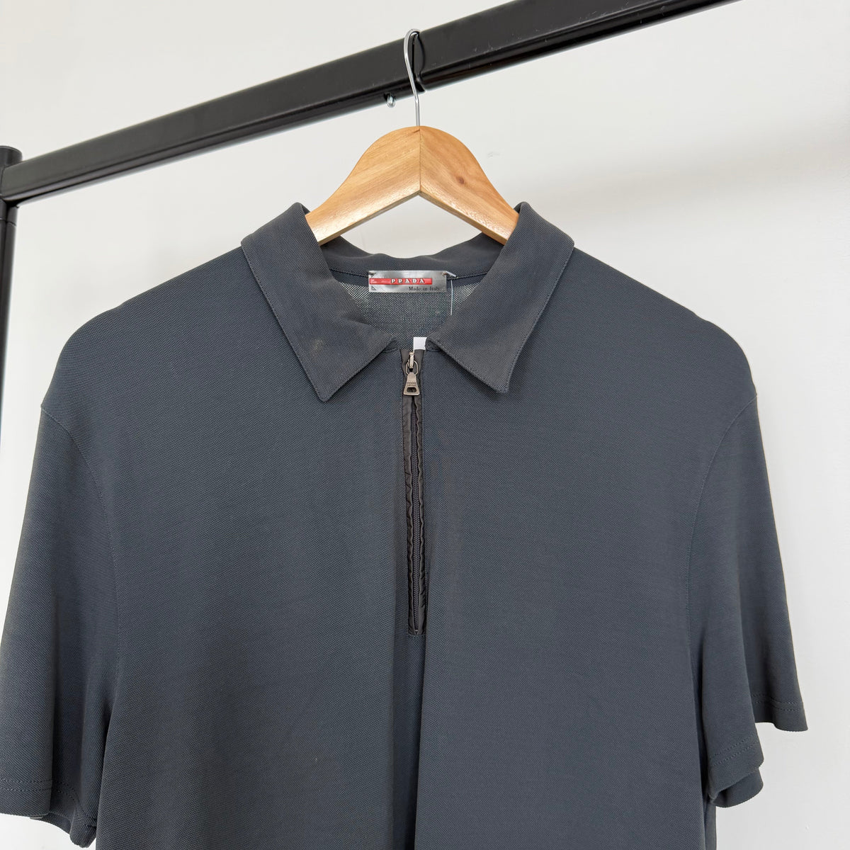 ss2000 prada sport rubber zipped polo | O/S, Red