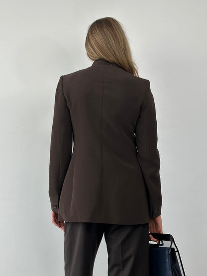 Max Mara 2000s Fitted High Neck Asymmetric Tailored Blazer - M