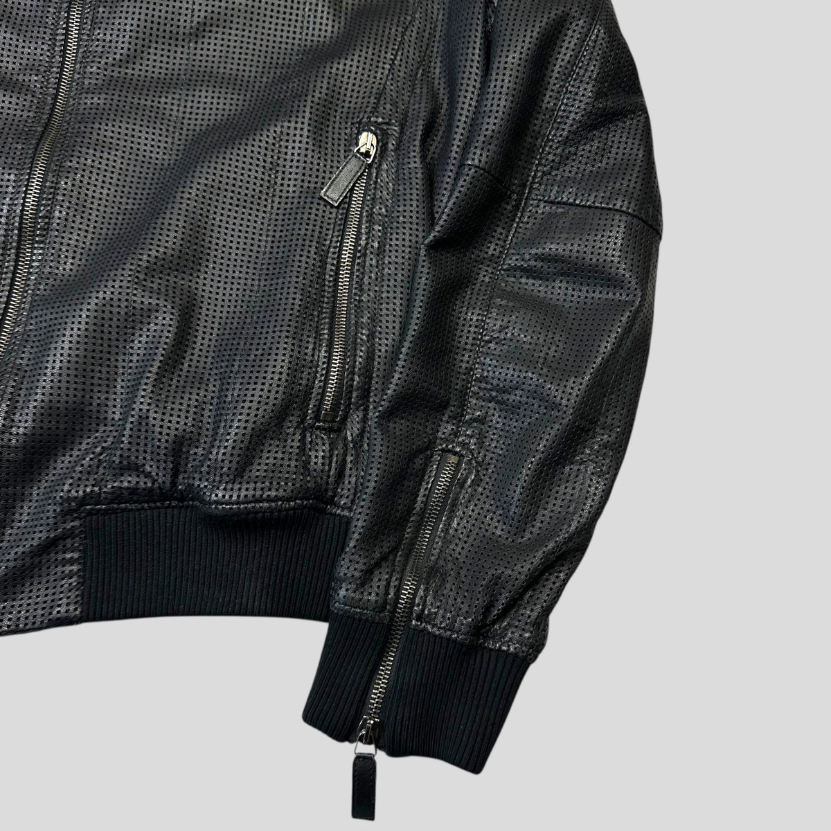 Emporio Armani 2009 Perforated Mesh Lambskin Leather Bomber - IT52 (M) | Large, Burgundy