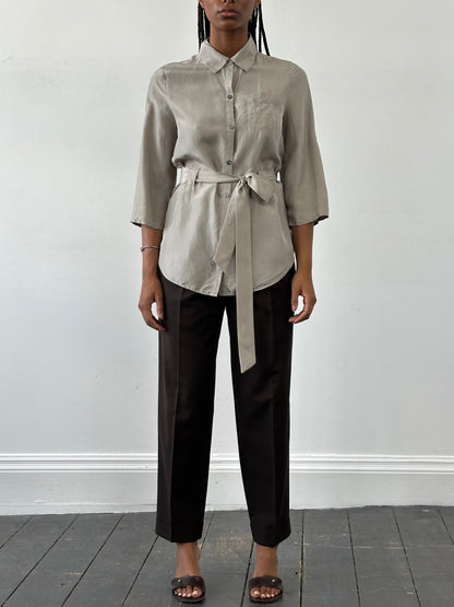 Jaeger Pure Silk Belted Shirt - S