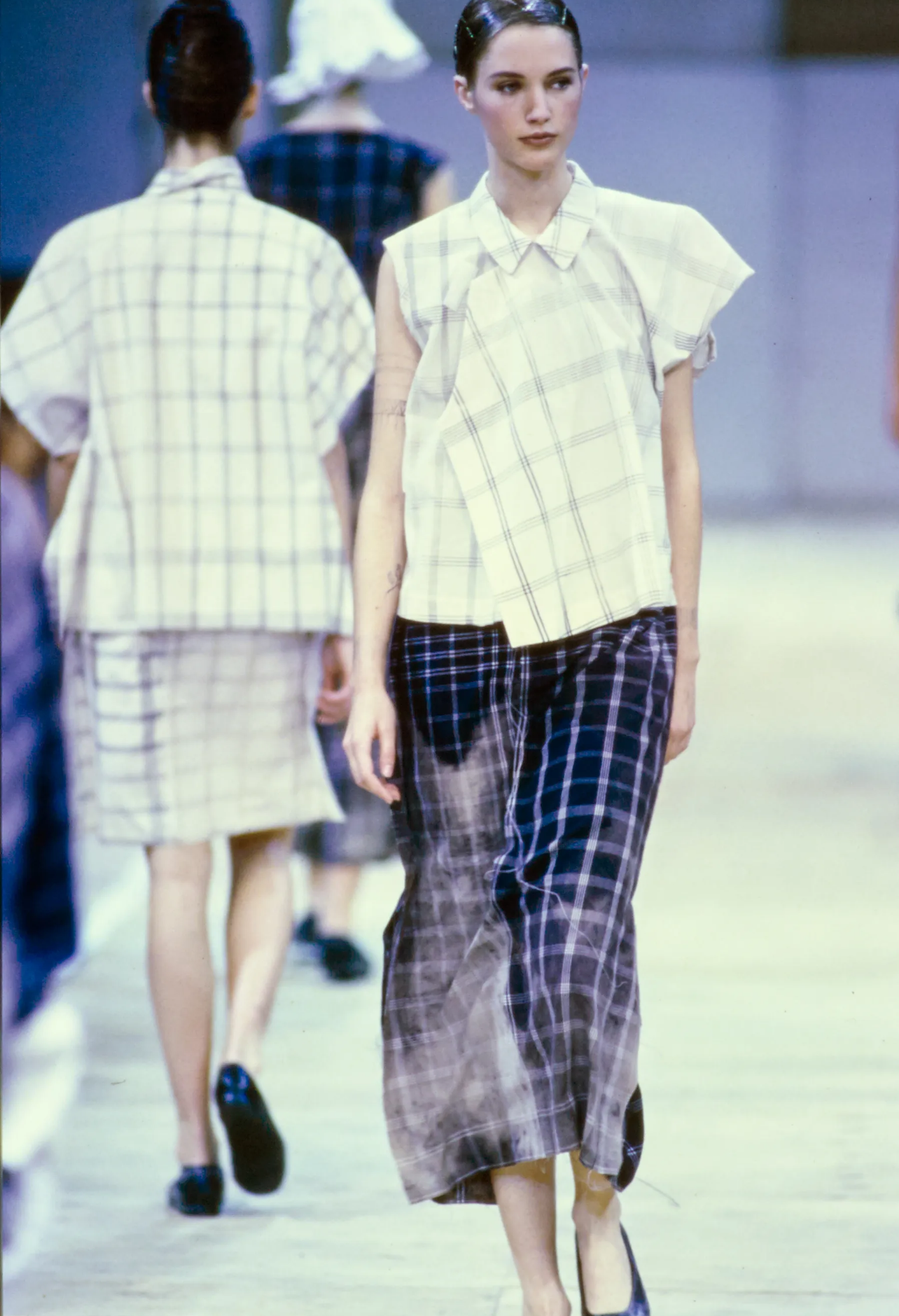 Comme des Garçons S/S 1992 check tie dye wrap trousers | Green, Green
