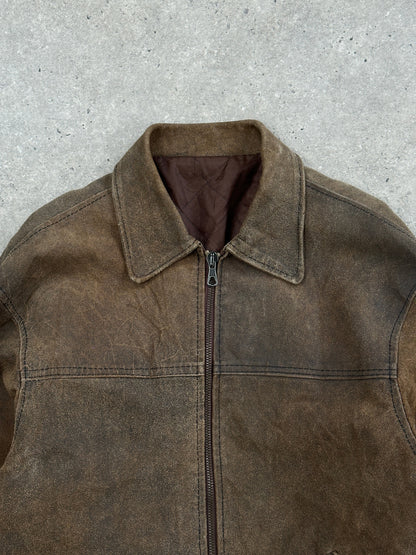 Vintage 1980s Boxy Leather Jacket - XL