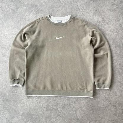 Nike RARE 2000s heavyweight embroidered swoosh sweatshirt (XL)