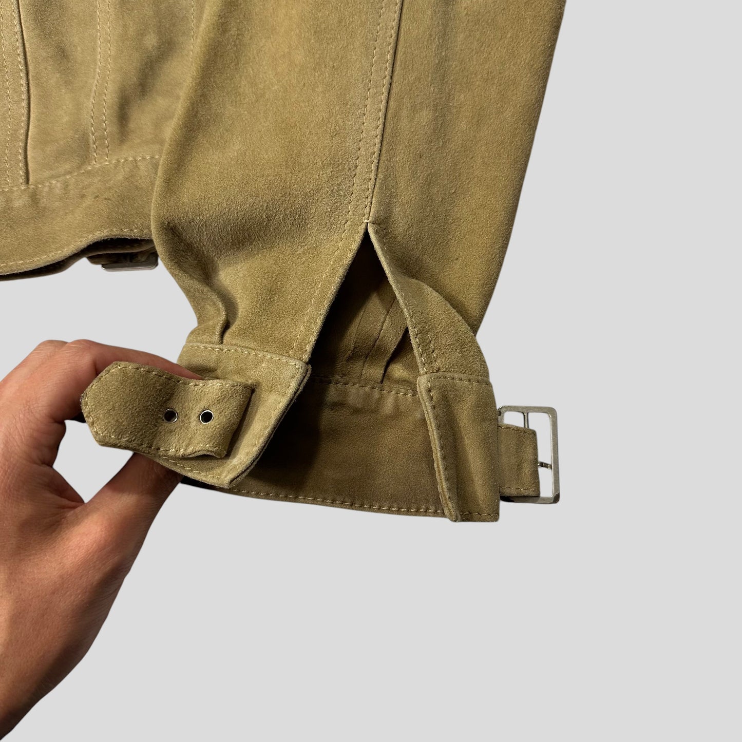 Gucci by Tom Ford 00’s Suede Leather Belted Boxy Trucker Jacket - IT52 | Default Title, Multicoloured