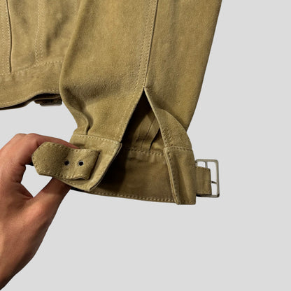 Gucci by Tom Ford 00’s Suede Leather Belted Boxy Trucker Jacket - IT52 | Default Title, Multicoloured