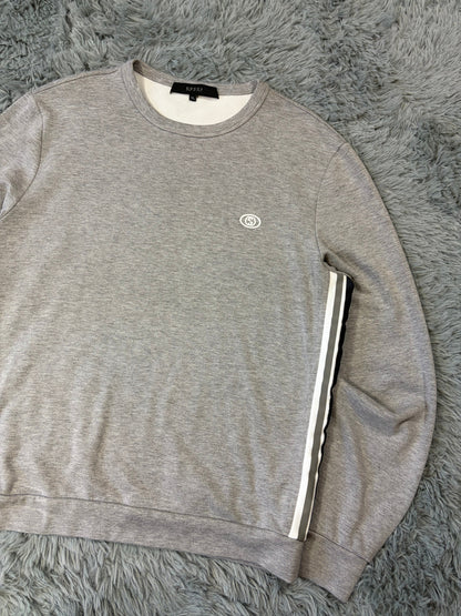 Gucci 2010s Striped Seam Tape GG Logo Sweatshirt - M/L | O/S, Grey