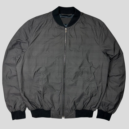 Prada Milano 2010 Shadow Plaid Nylon Bomber Jacket - IT54 (L) | Default Title, Grey