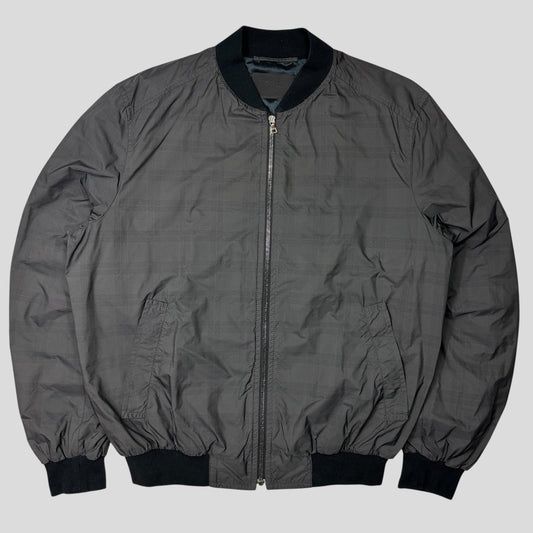Prada Milano 2010 Shadow Plaid Nylon Bomber Jacket - IT54 (L) | Default Title, Grey