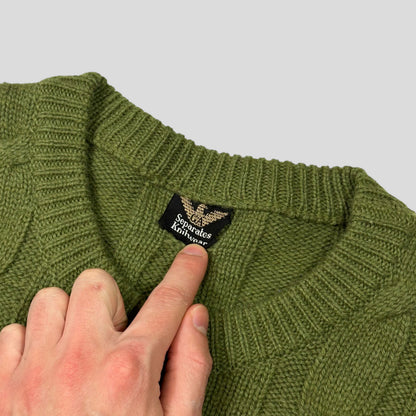 Giorgio Armani 80’s Seperates Knitwear Thick Wool 3D Cable Knit - M | Default Title, Green