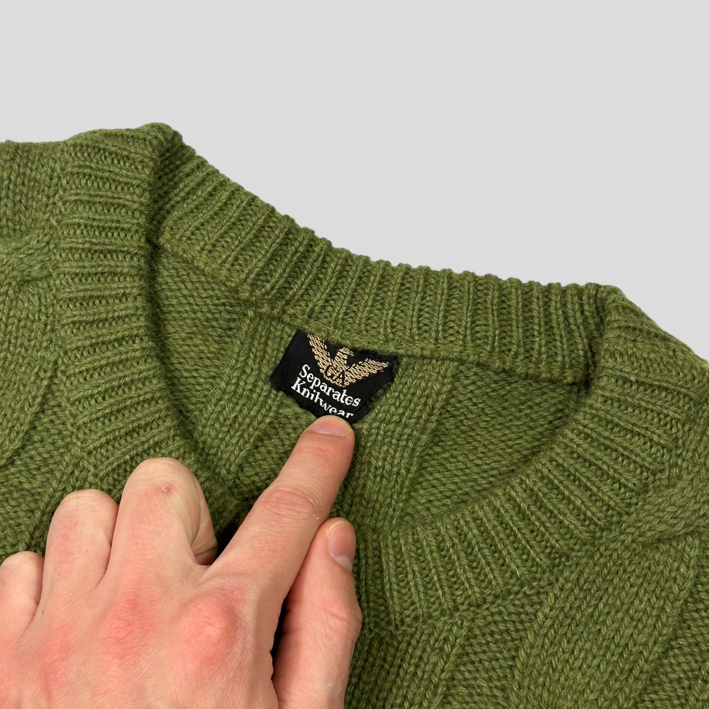 Giorgio Armani 80’s Seperates Knitwear Thick Wool 3D Cable Knit - M | Default Title, Green
