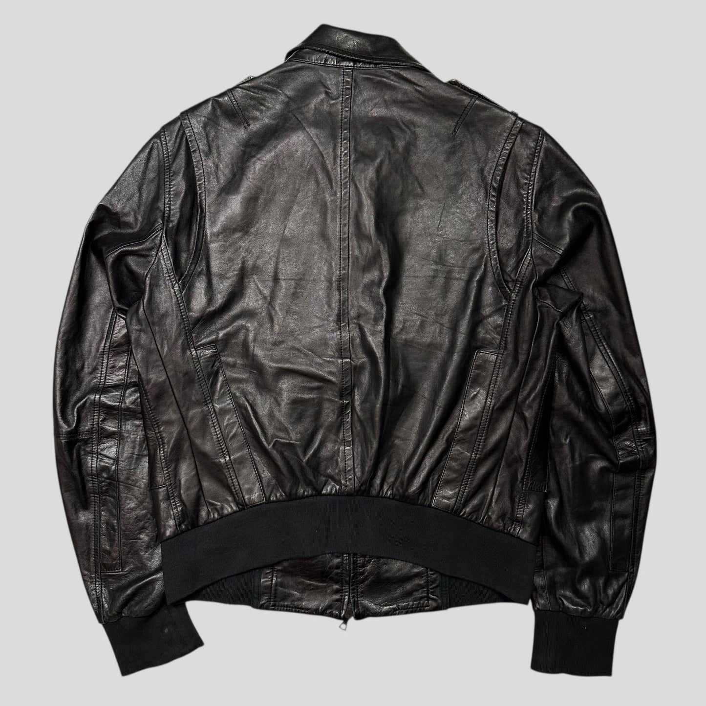 Neil Barrett 00’s Multi Zip Detailed Leather Flight Jacket - M