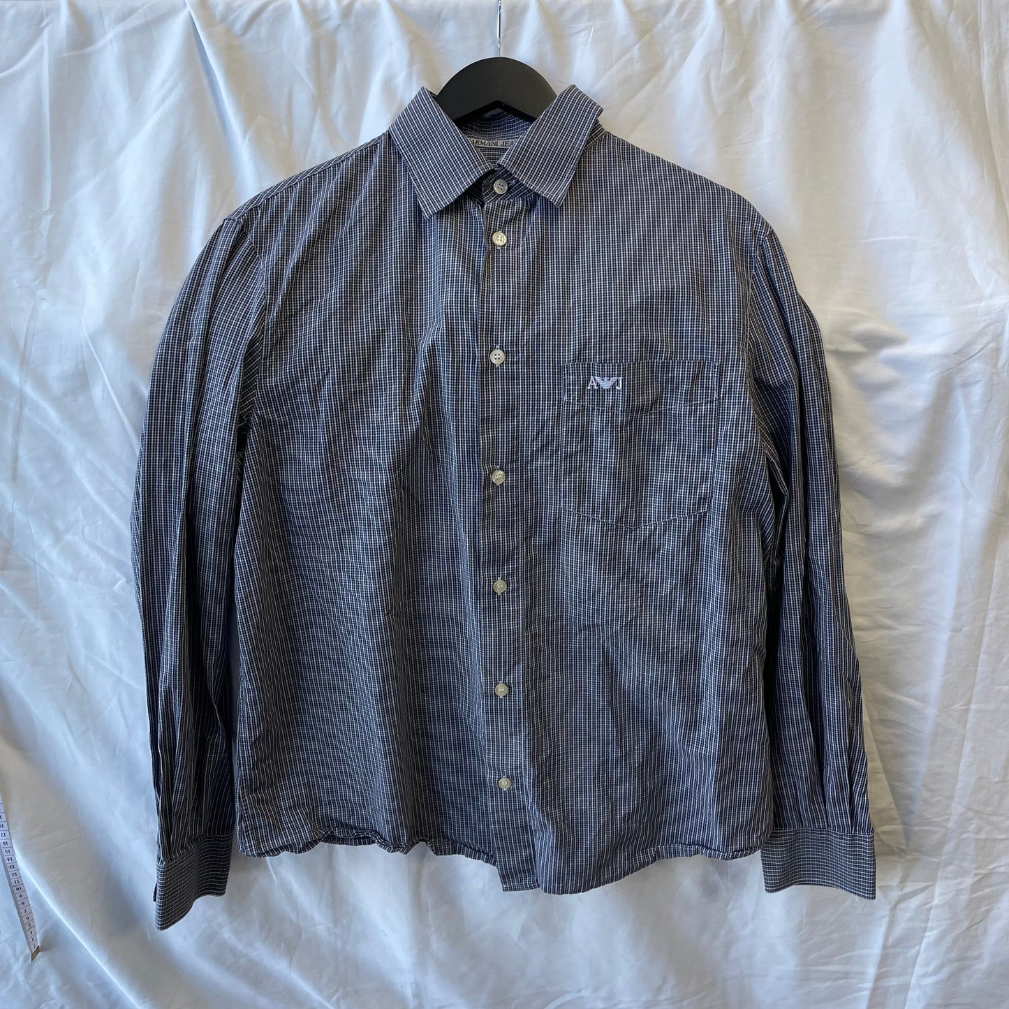 Armani Jeans Navy & White 00s Check Shirt | O/S, Navy
