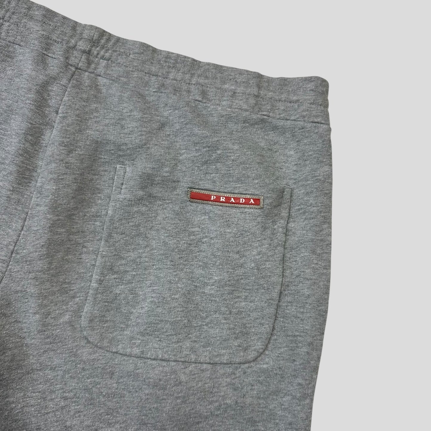 Prada Milano 2015 Red Tab Baggy Grey Cotton Shorts - L