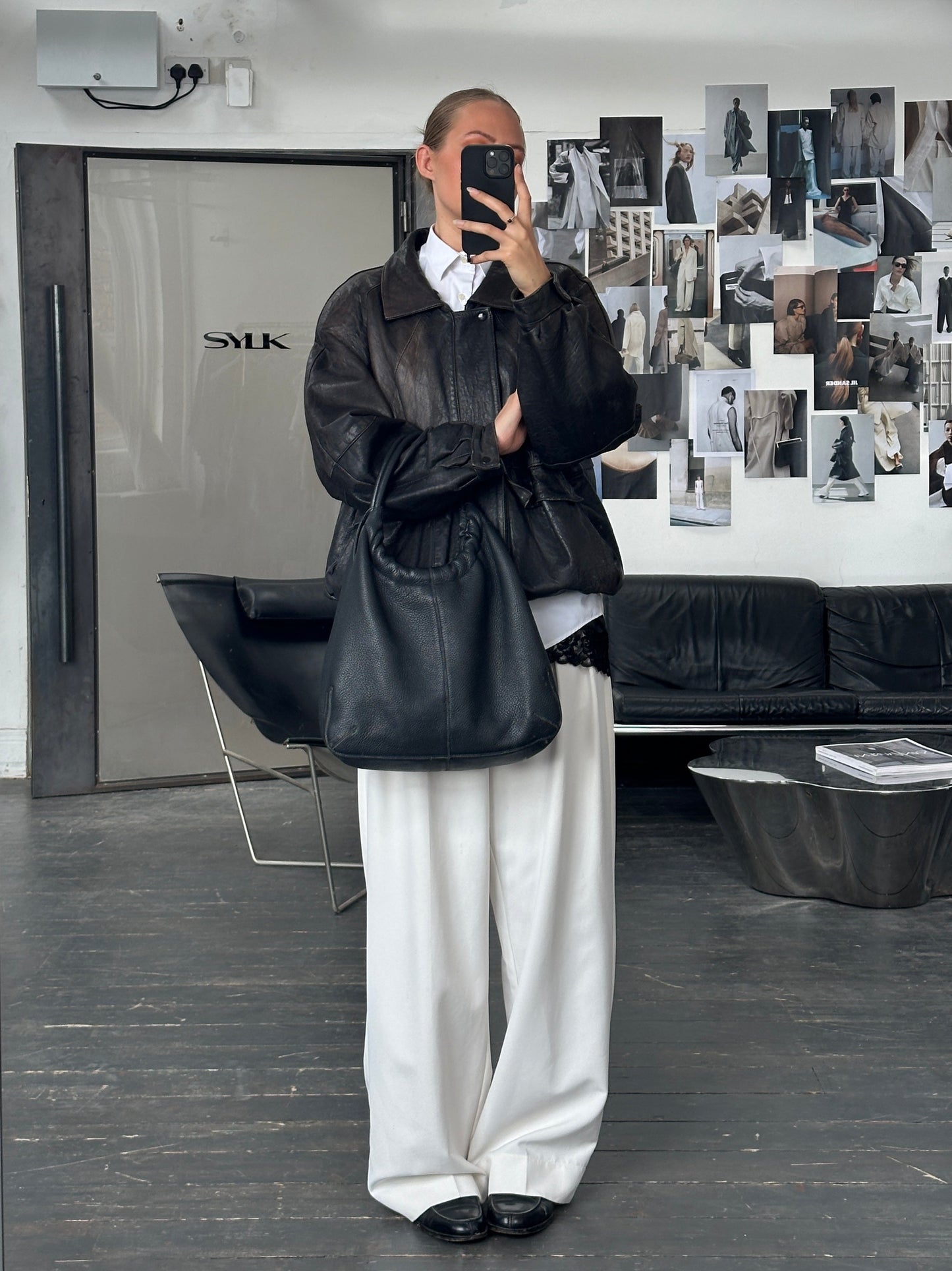 Vintage 1980s Aged Leather Bomber Jacket - XL