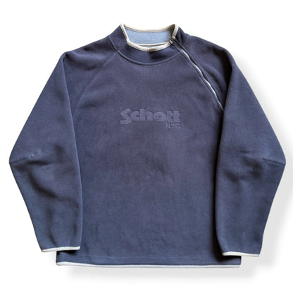 2000's Schott Asymmetric Zip Fleece Sweatshirt (L) | Large, Red