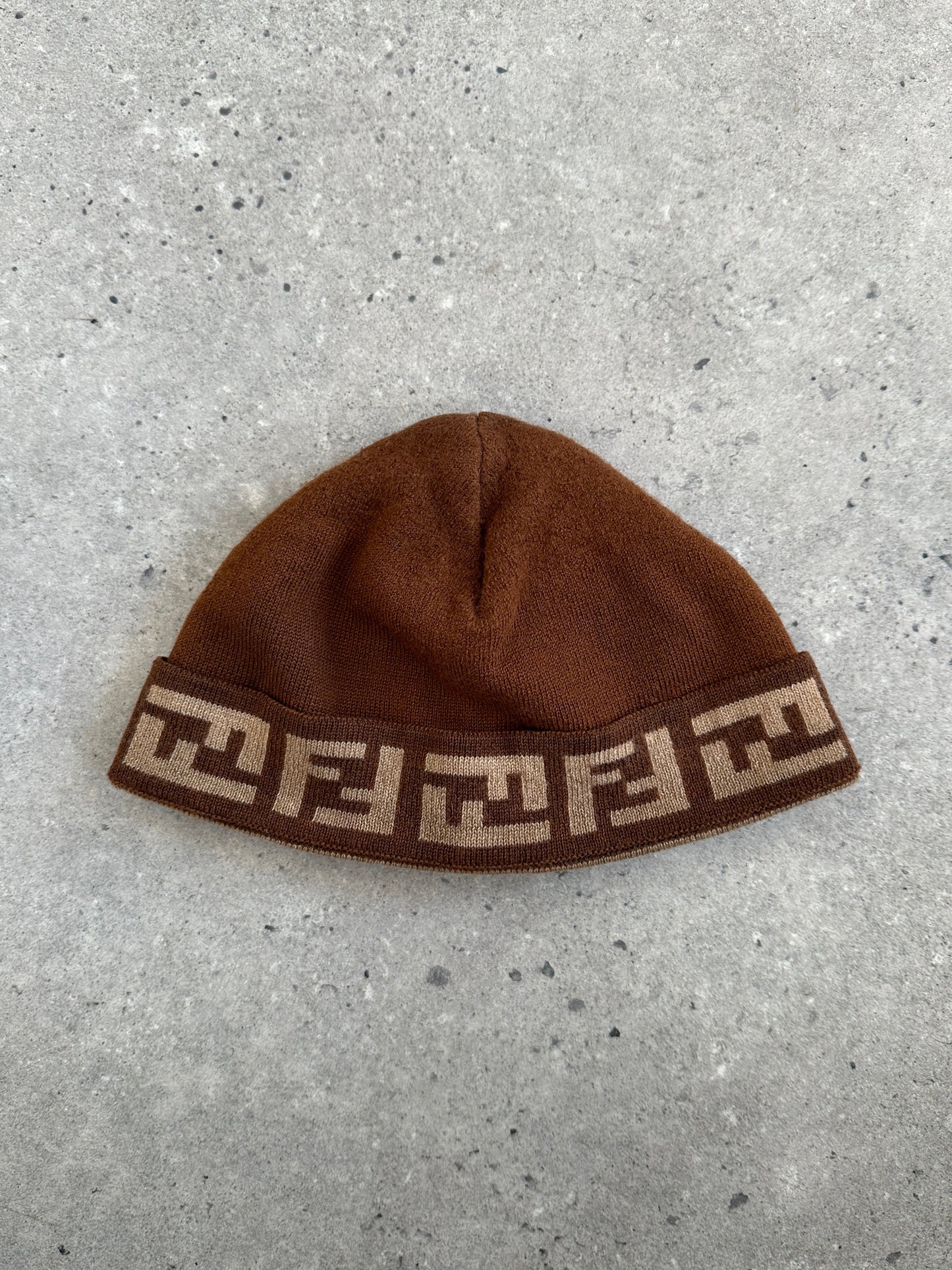 Fendi FF Monogram Print Beanie Hat