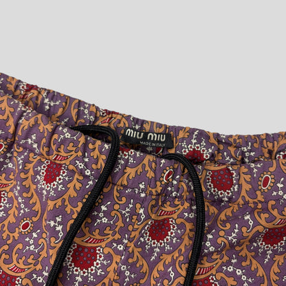 Miu Miu 00’s Baroque Paisley Print Cotton Swim Shorts - IT52 | Default Title, Tan