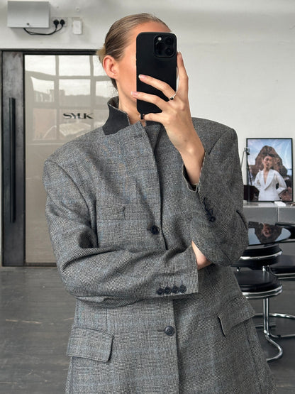 Yves Saint Laurent Pour Homme 1990s Pure Wool Check Blazer - 40R/L