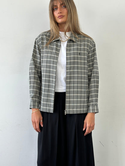 Yves Saint Laurent Check Logo Bomber Jacket - M/L - Known Source