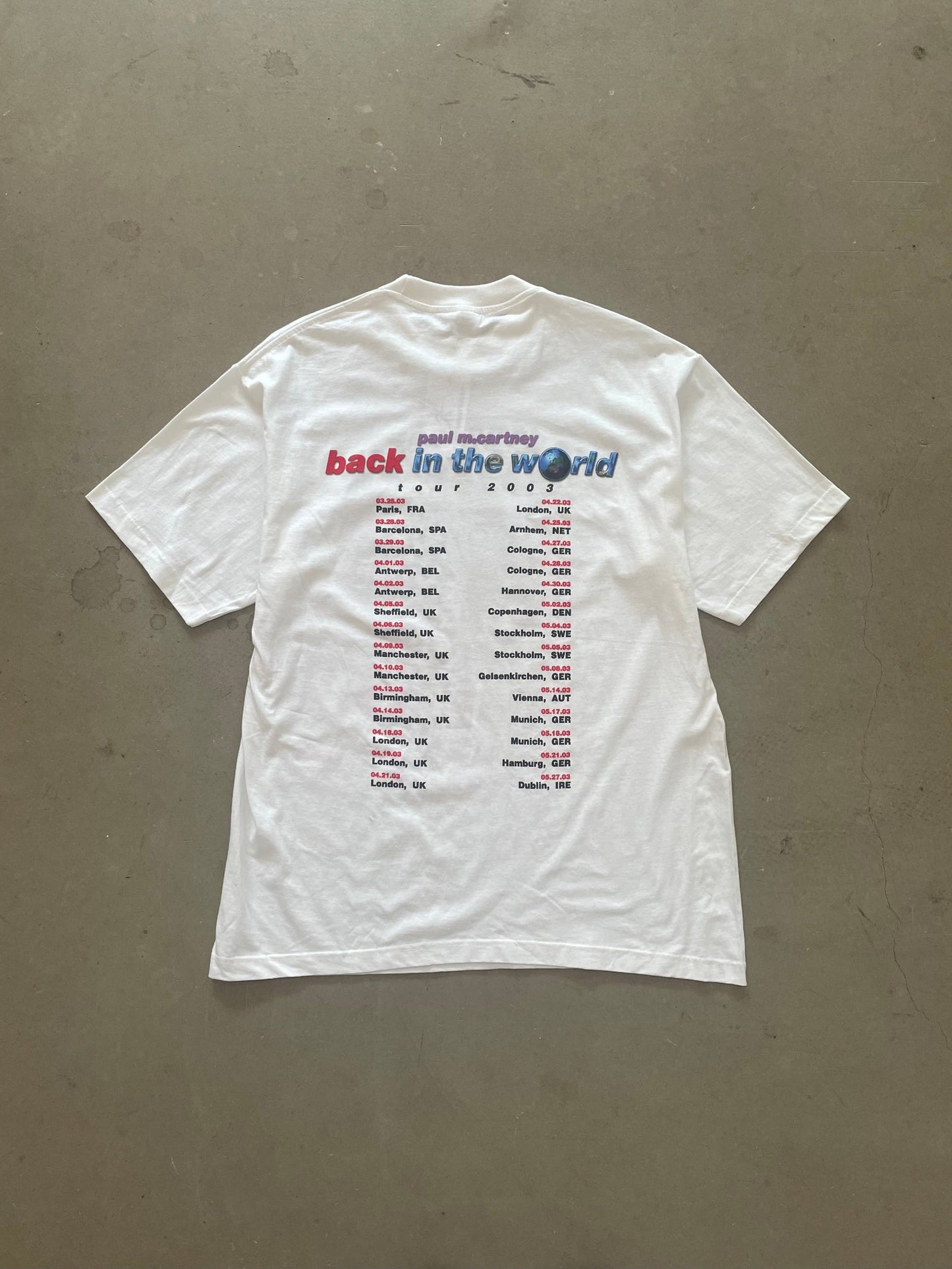 2003 Paul McCartney Back in the World T-Shirt - XL | X-Large, Red