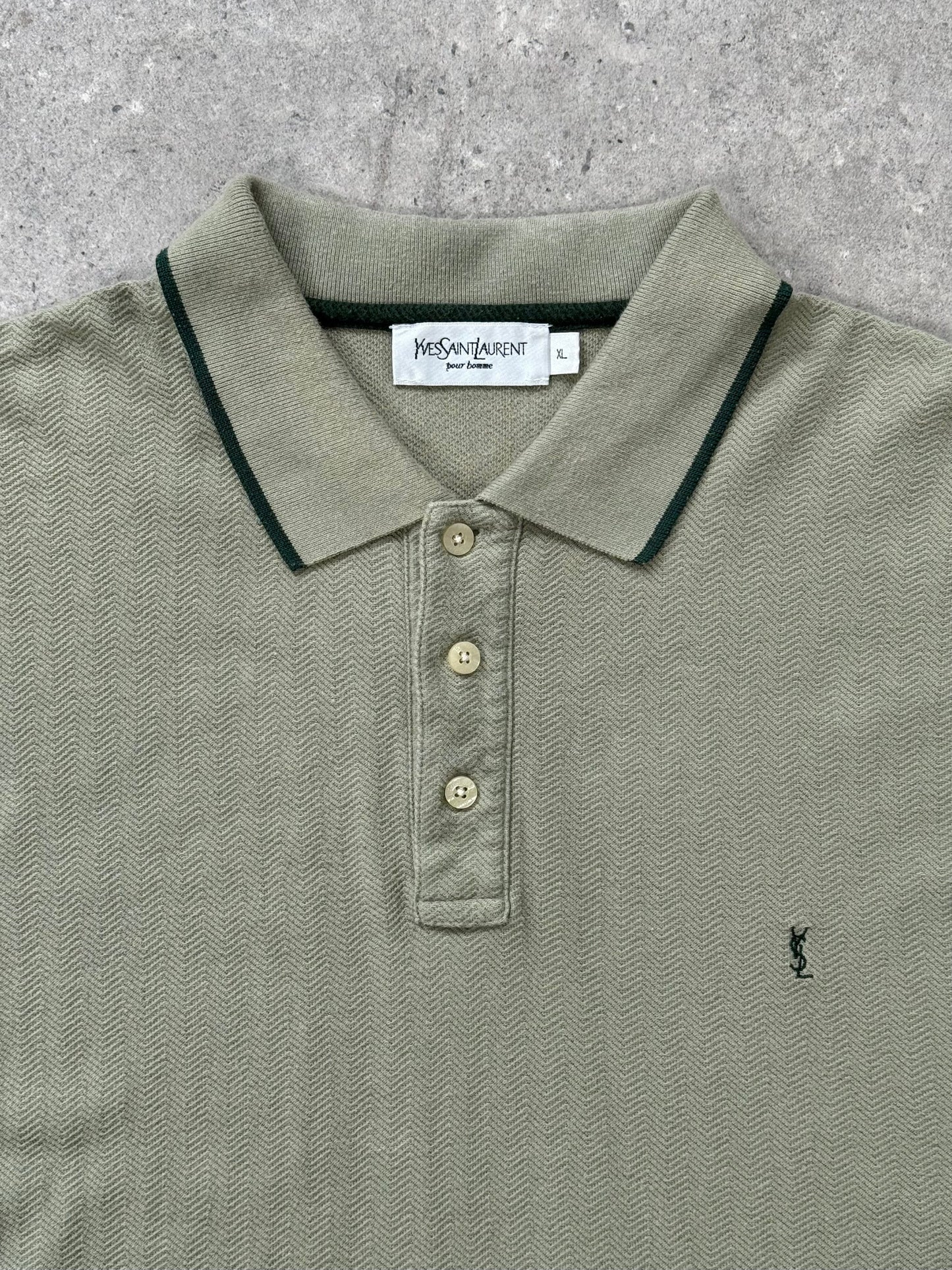Yves Saint Laurent 1990s Pure Cotton Logo Polo Shirt - XL