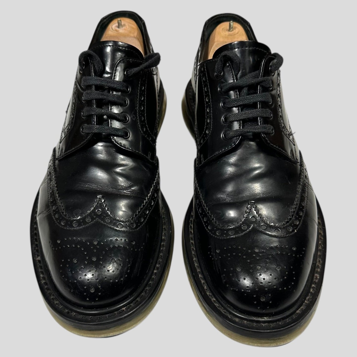 Prada Air Levitate Brogues Black Leather Derby Shoes - UK9 | DEFAULT TITLE, Black