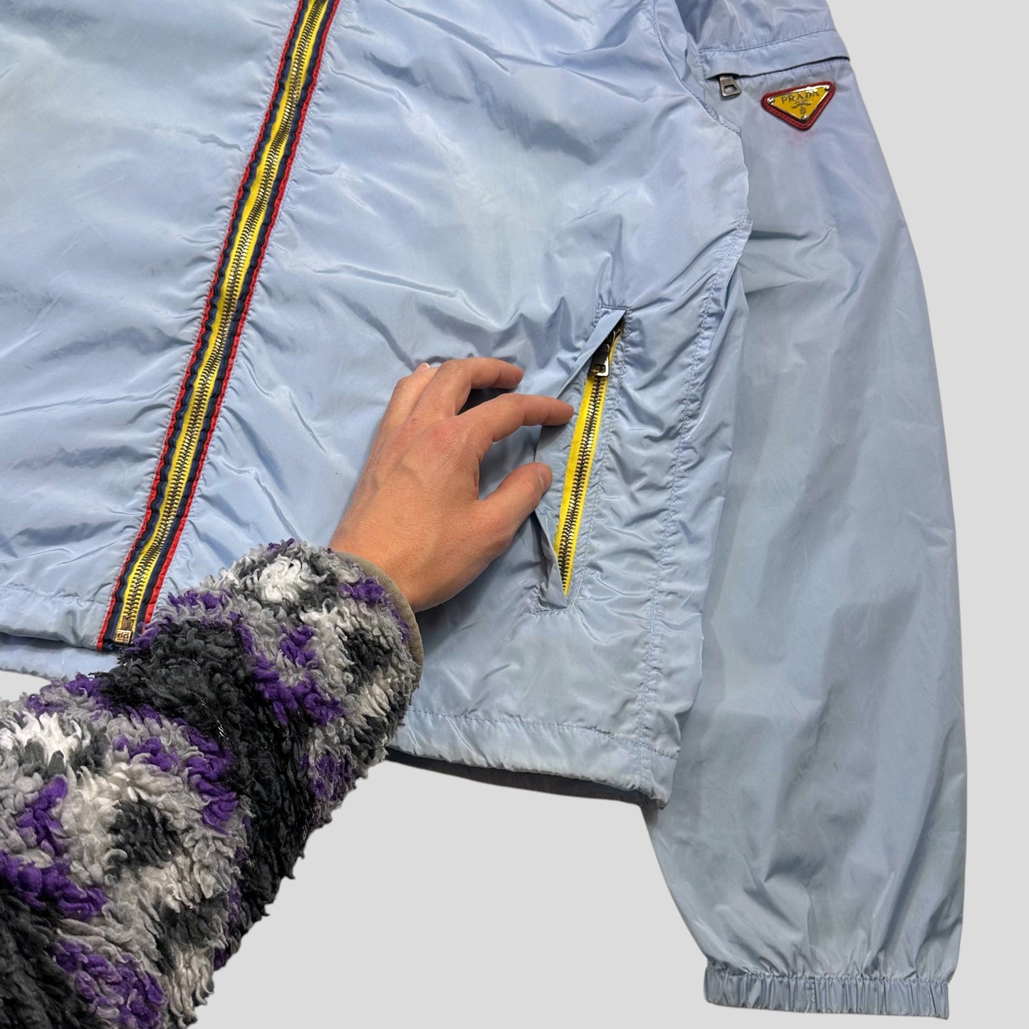 Prada Milano 2010 Baby Blue Contrast Plaque Logo Windbreaker - L | Default Title, Multicoloured