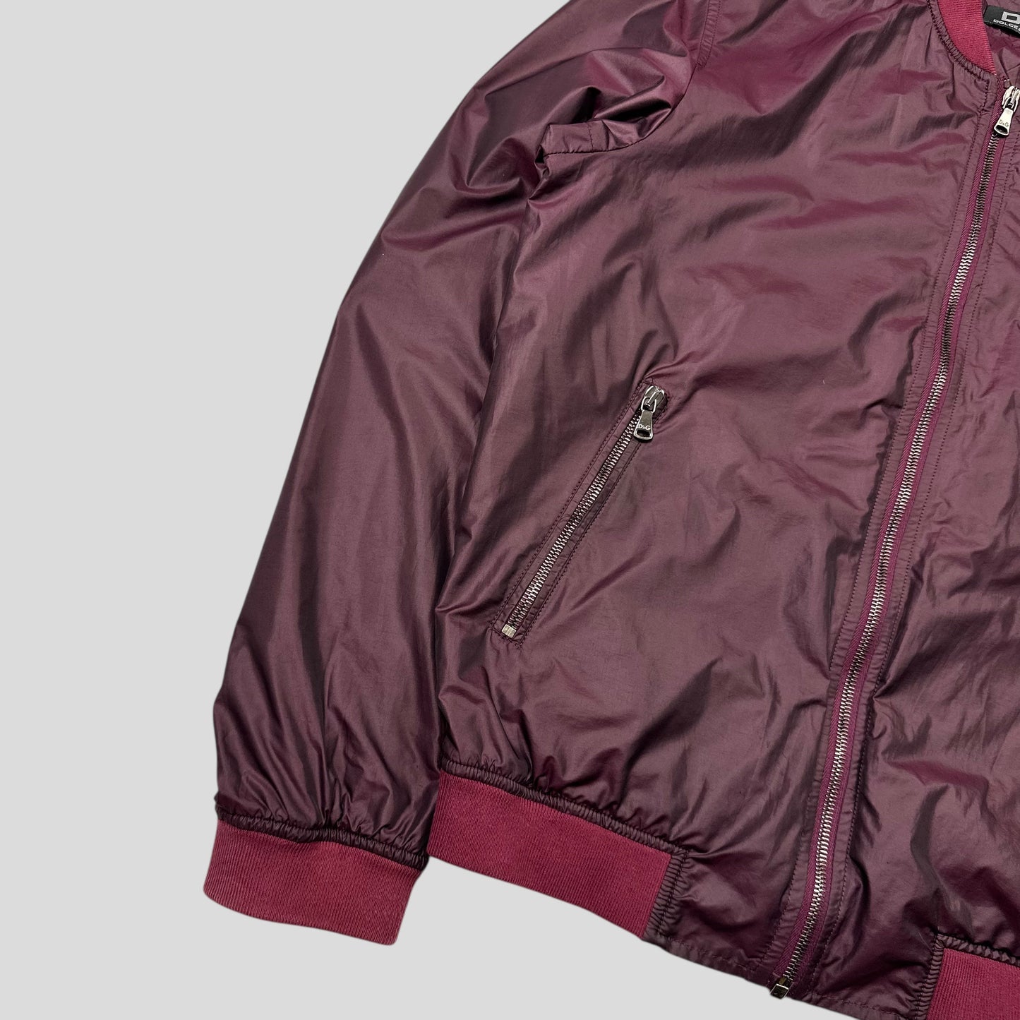 D&G 00’s Dolce & Gabbana Iridescent Nylon Bomber Jacket - IT50 (M) | Default Title, Burgundy