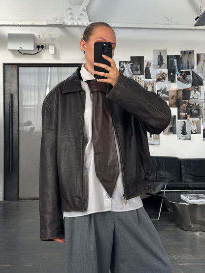 London Fog 1990s Distressed Leather Jacket - L