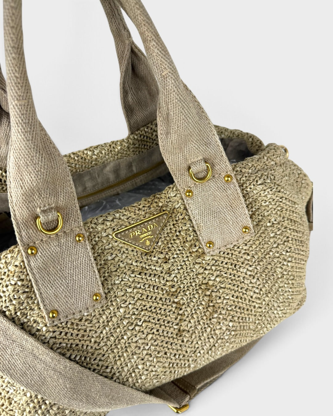 2000s Prada Raffia Woven 2Way Handbag | O/S, Multicoloured