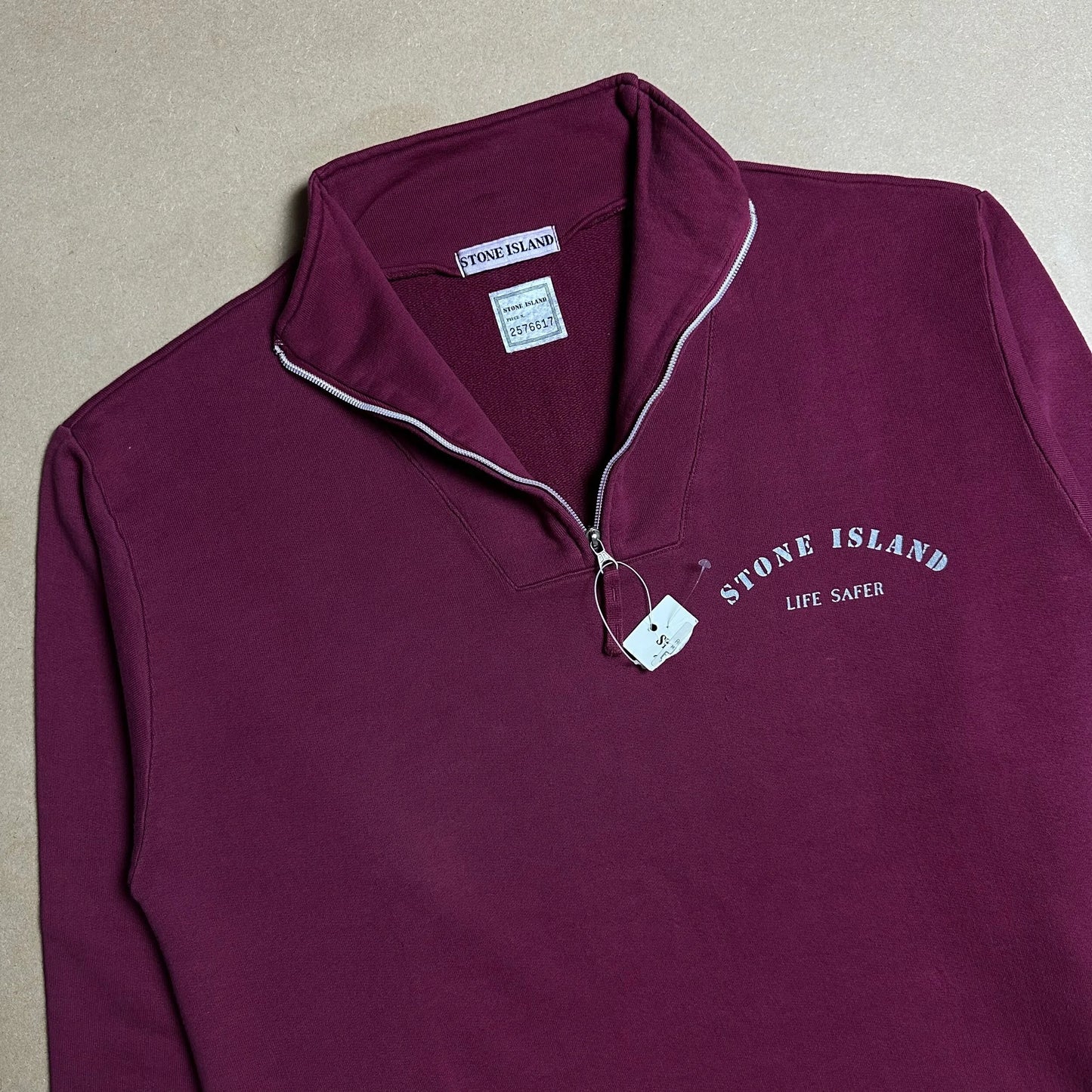 S/S 1993 Burgundy “Life Safer” Quarter Zip Pullover Sweater