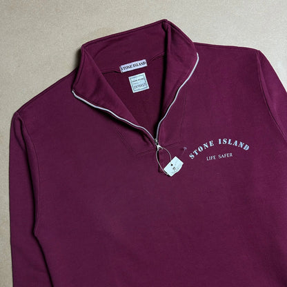 S/S 1993 Burgundy “Life Safer” Quarter Zip Pullover Sweater