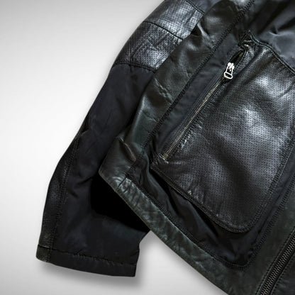 Hugo Boss Orange Nylon & Leather Panel Biker Jacket (2000s)