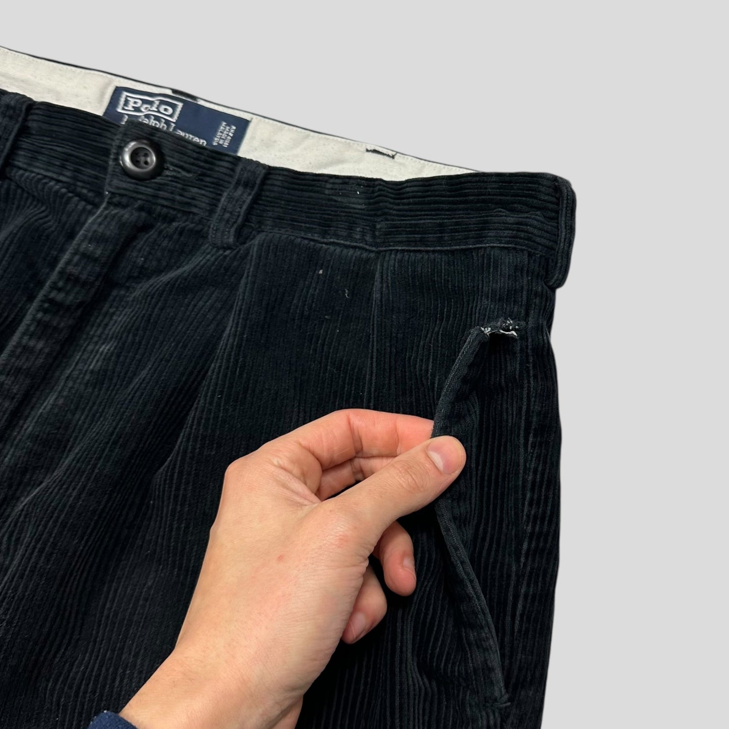 Ralph Lauren 90’s Polo Jumbo Corduroy Baggy Andrew Trousers - 34 | Default Title, Black