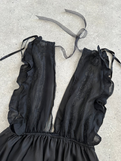 Vintage 2000s Lace Sheer Babydoll Satin Top - M