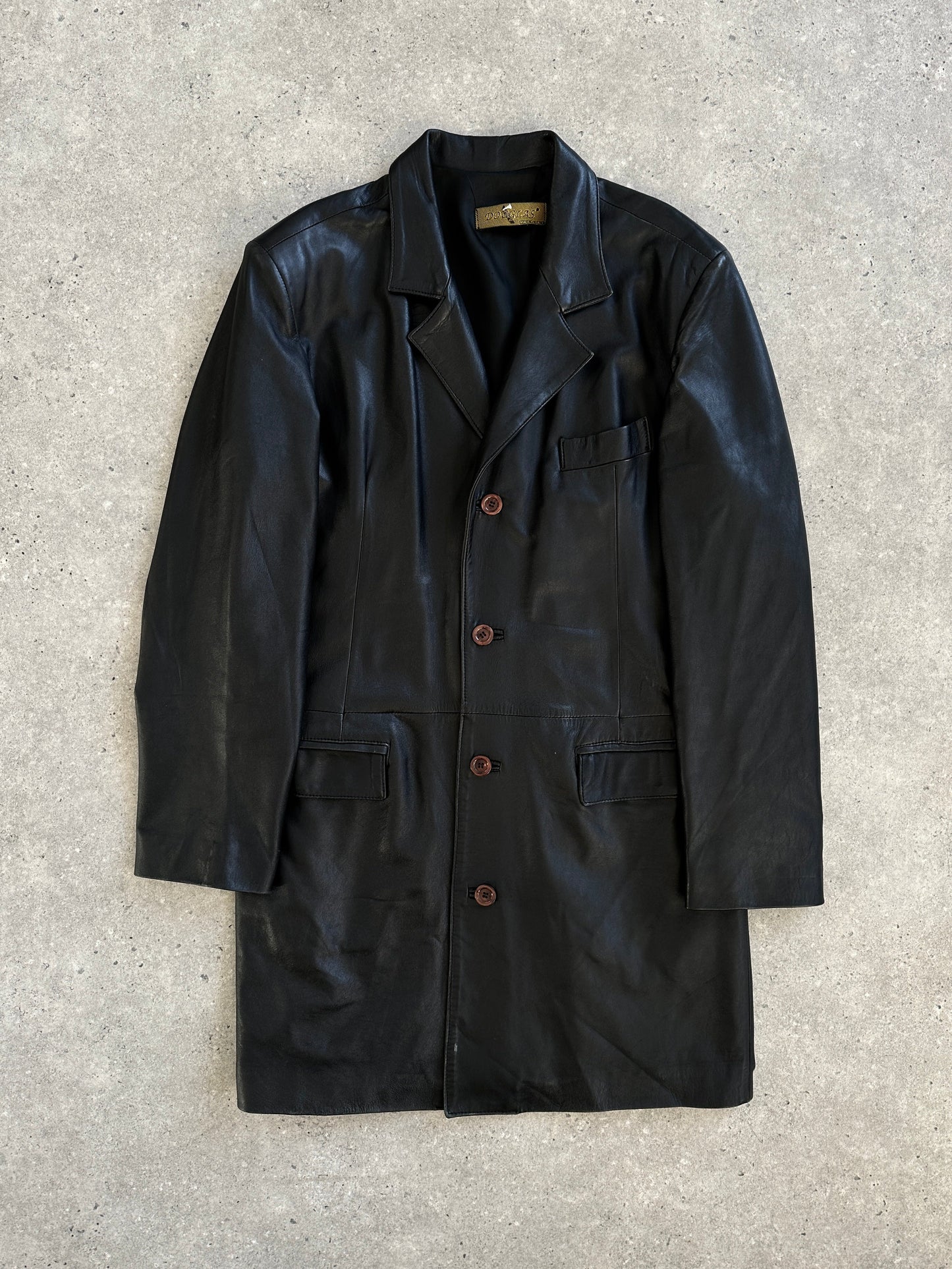 Italian Vintage 1990s Smooth Leather Trench Coat - L/XL