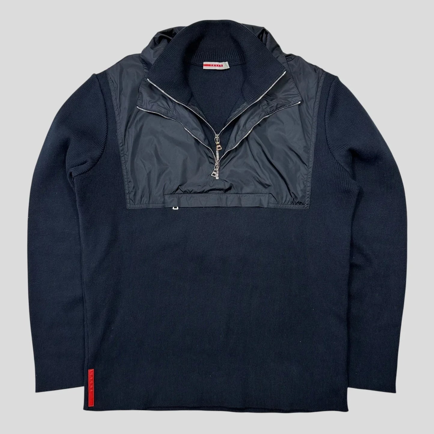 Prada Sport 00’s Nylon Panelled Twin Collar Knit - L