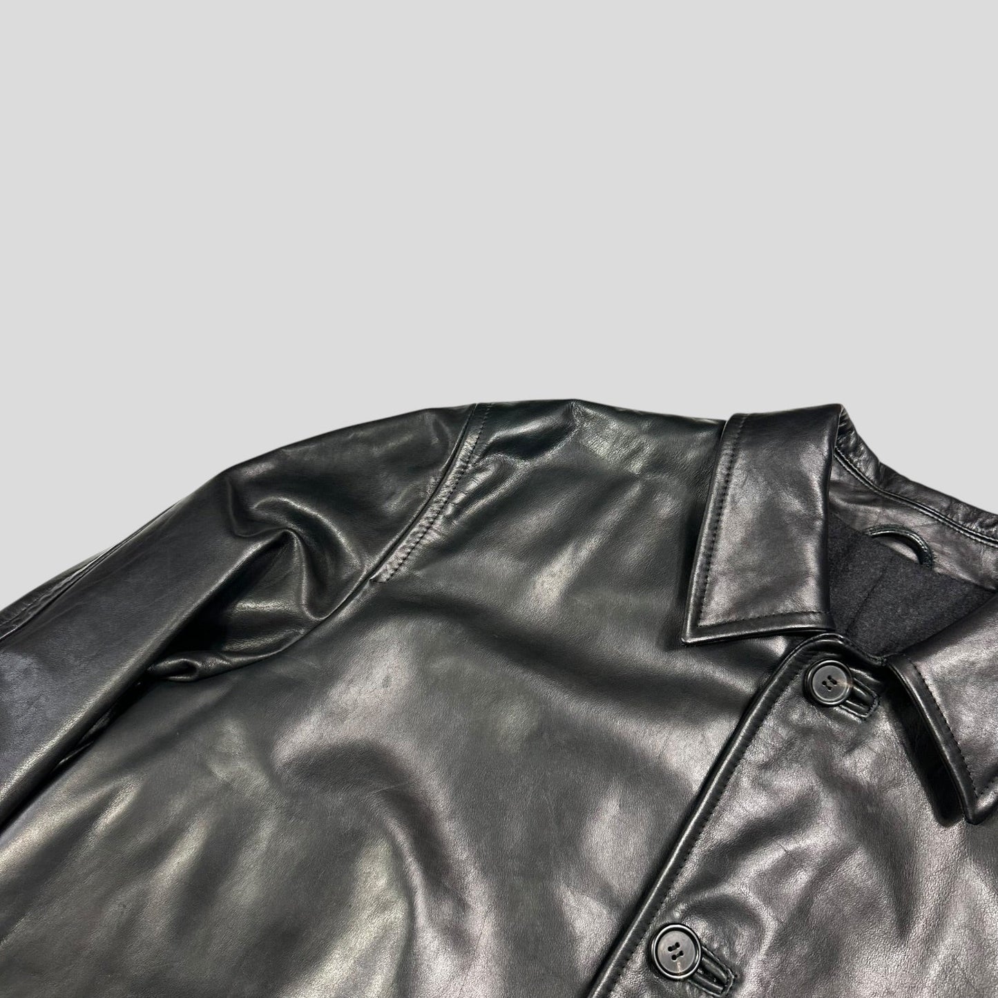 Prada Milano AW98 Wool Lined Gloss Leather Matrix Trench Coat - IT50 | Default Title, Black
