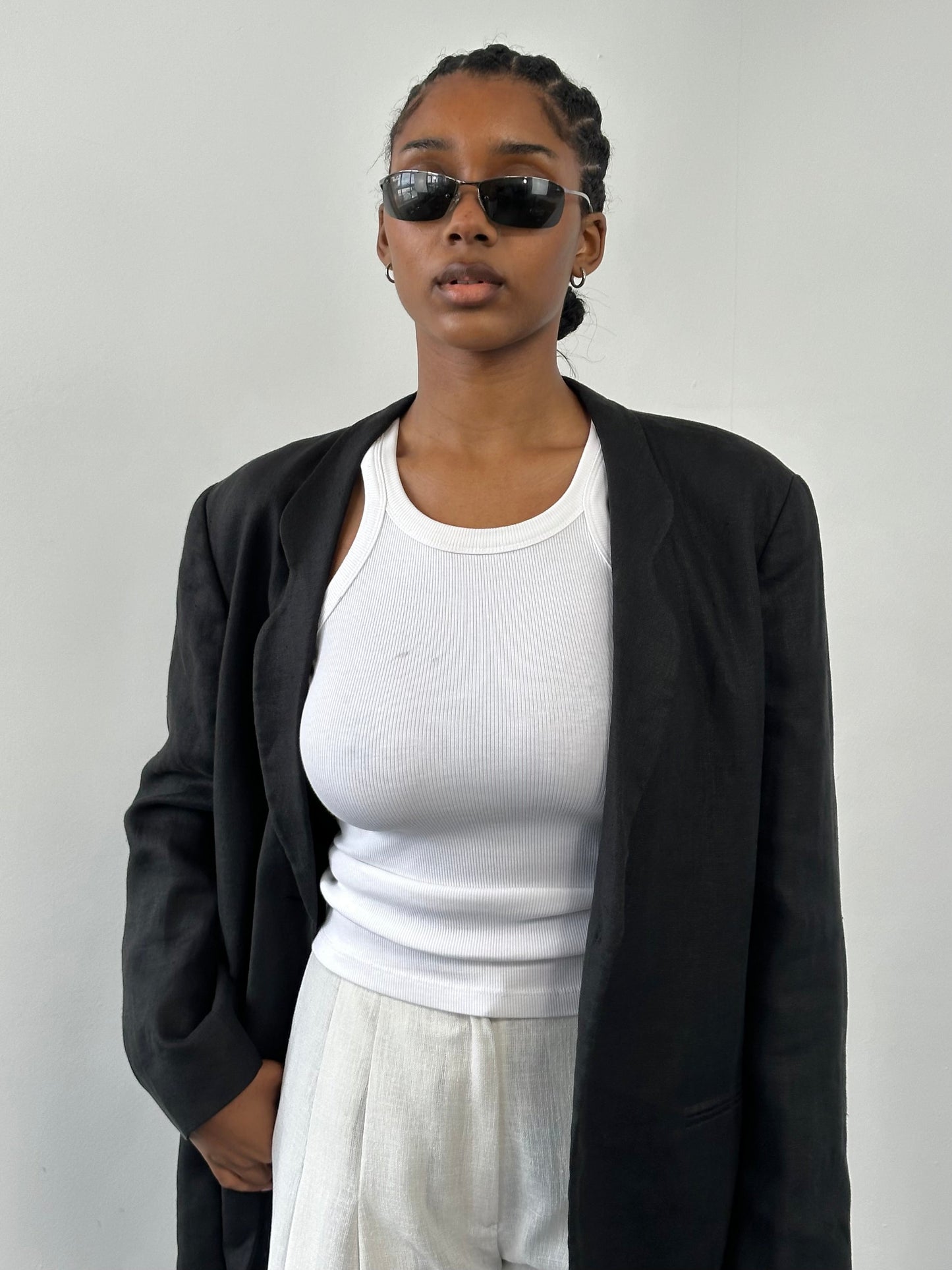Mani 1990s Pure Linen Single Button Blazer - M