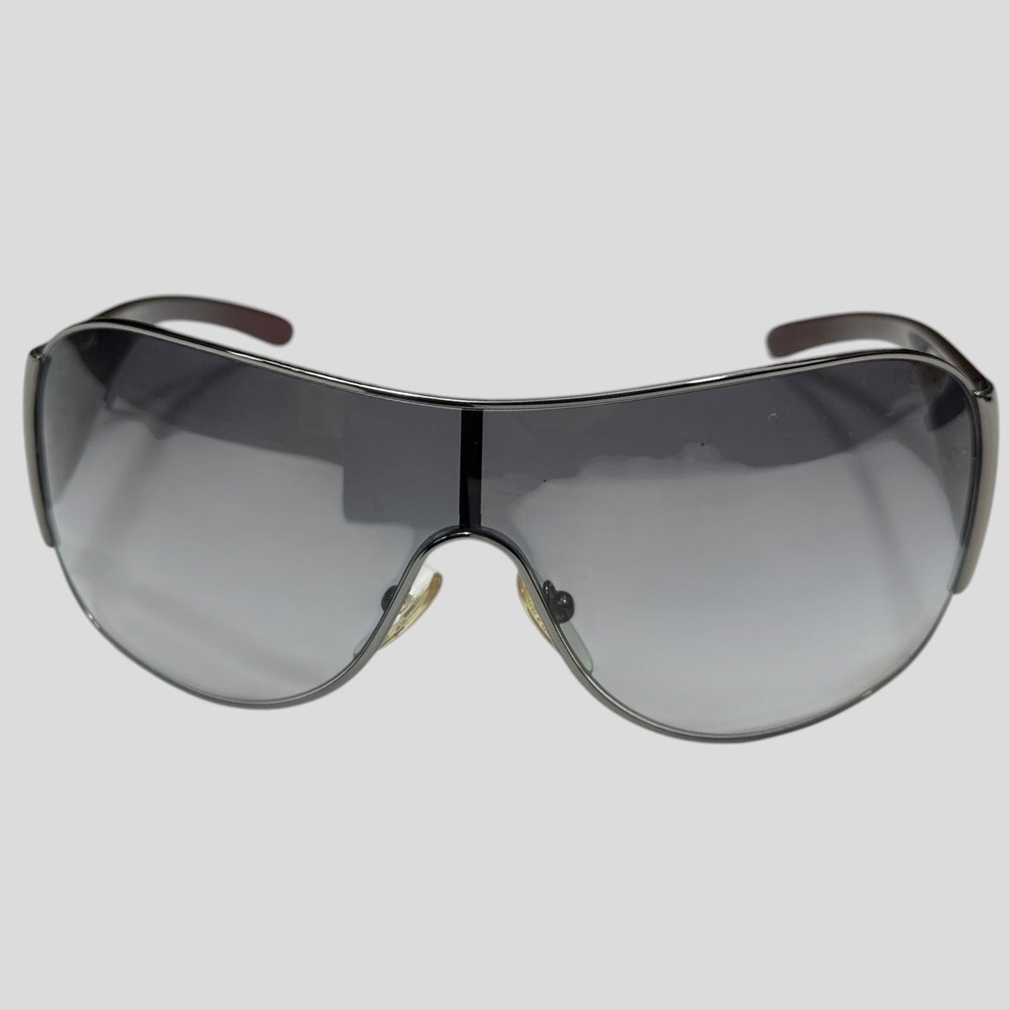 Prada Milano 00’s Triangle Logo Gradient Shield Sunglasses | O/S, Grey