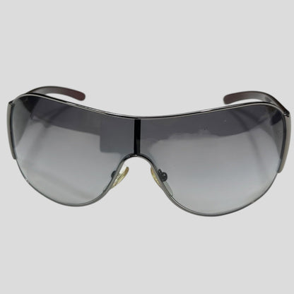 Prada Milano 00’s Triangle Logo Gradient Shield Sunglasses | O/S, Grey