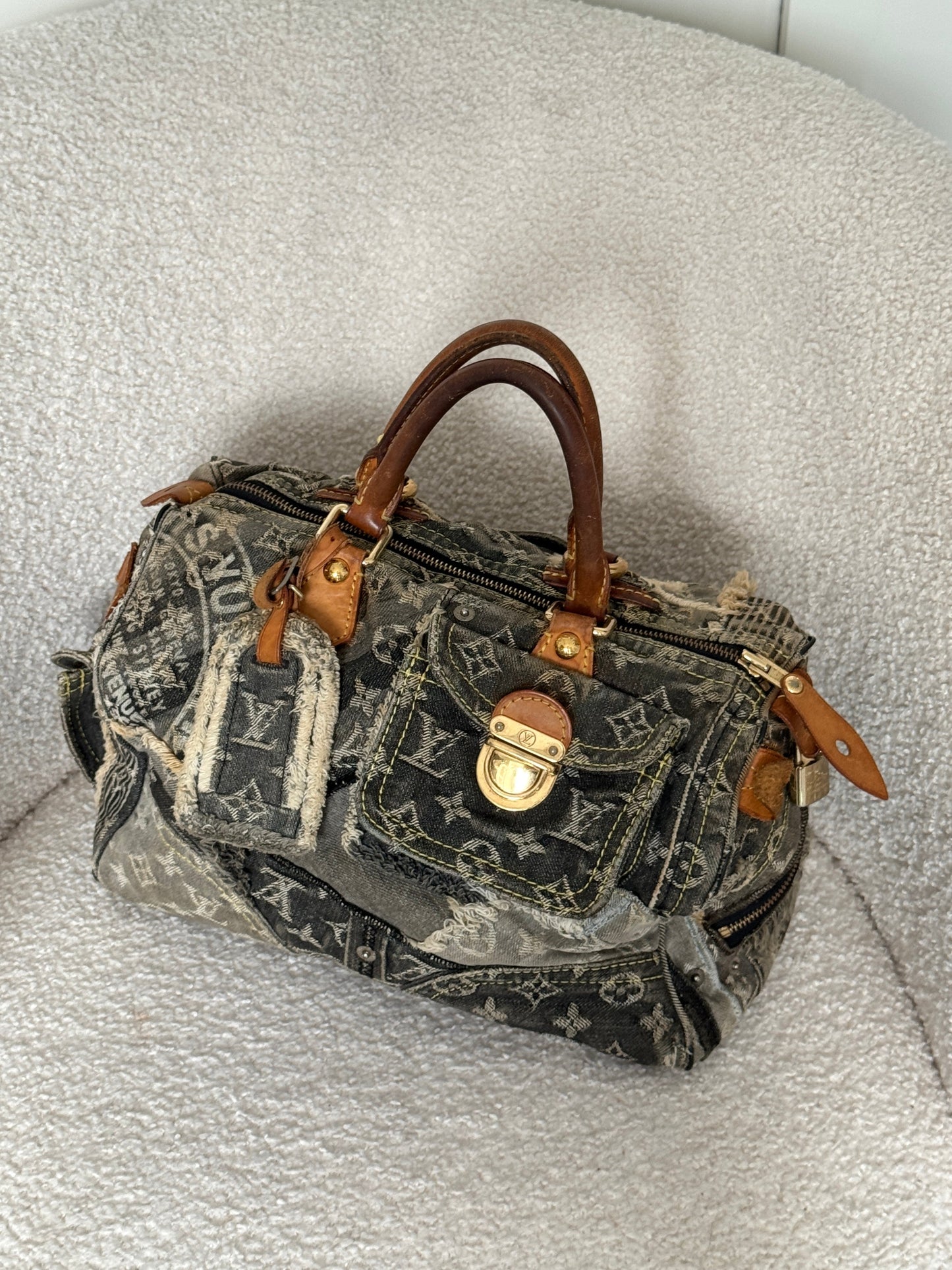 RARE 2007 Louis Vuitton Patchwork Denim Speedy 30 Handbag | O/S, Multicoloured