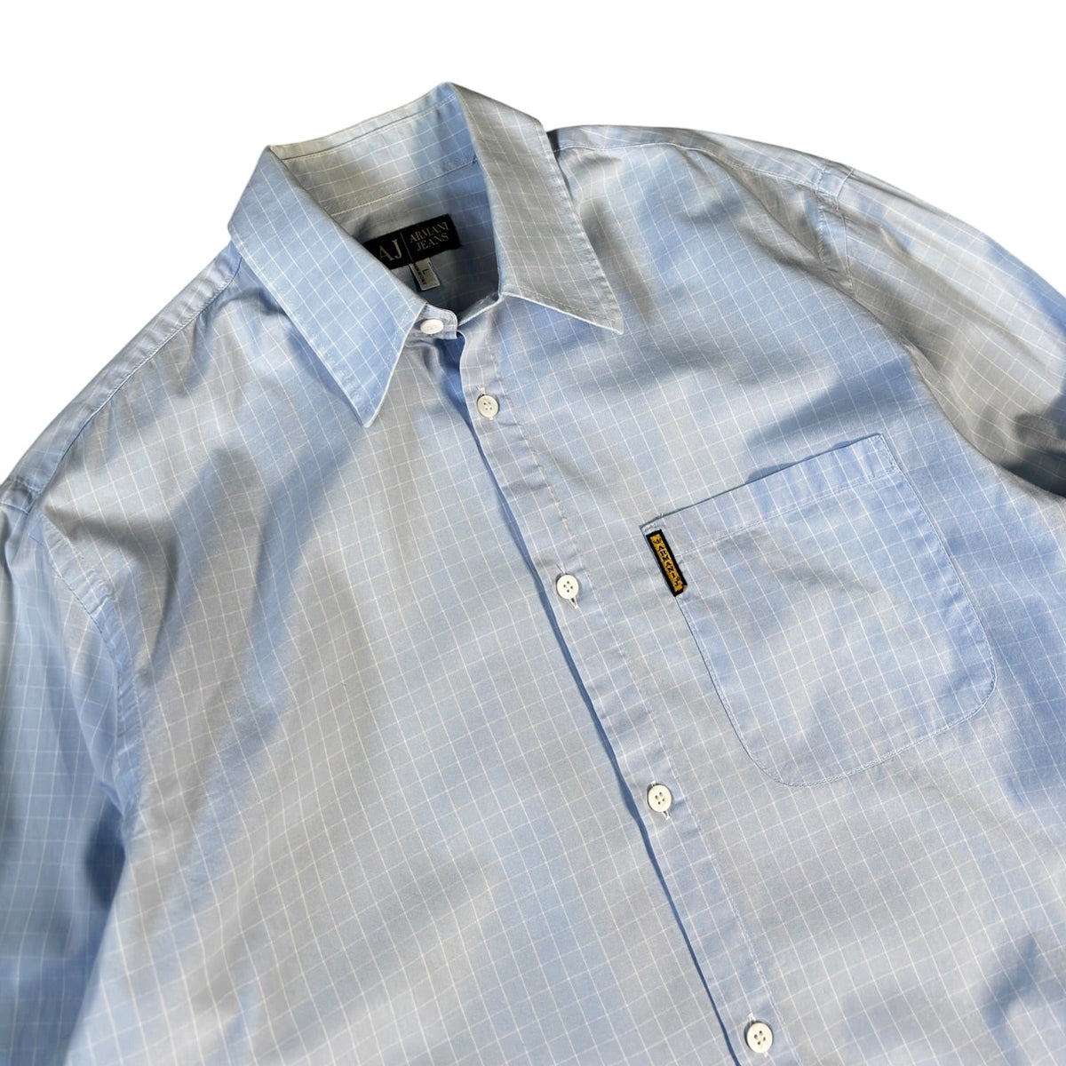 Armani Jeans 00’s Windowpane Check Shirt L | Large, Blue