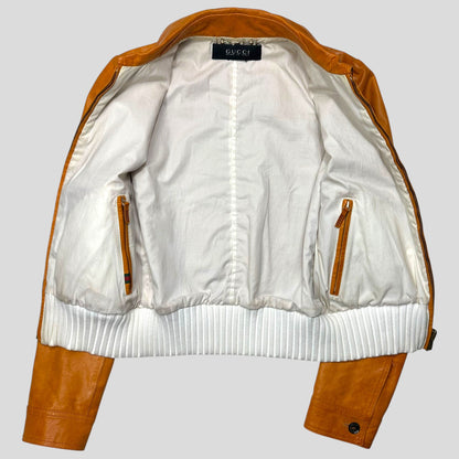 Gucci 2011 Leather Reversible Cropped Moto Biker Jacket - UK6/8