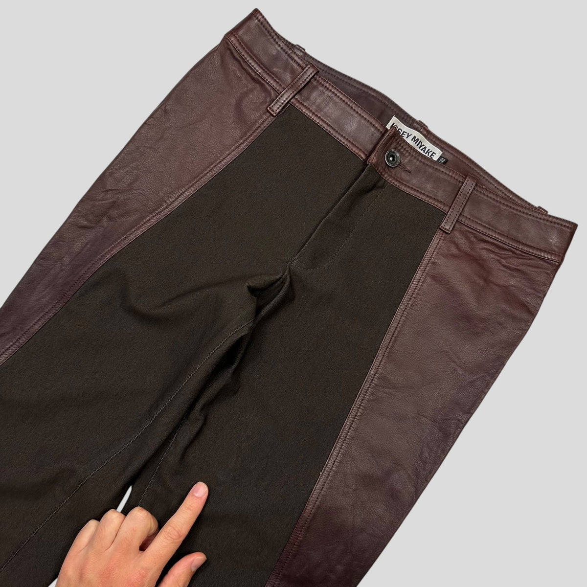 Issey Miyake 2003 Leather Moto Trousers - 3 (S) | W30, Brown