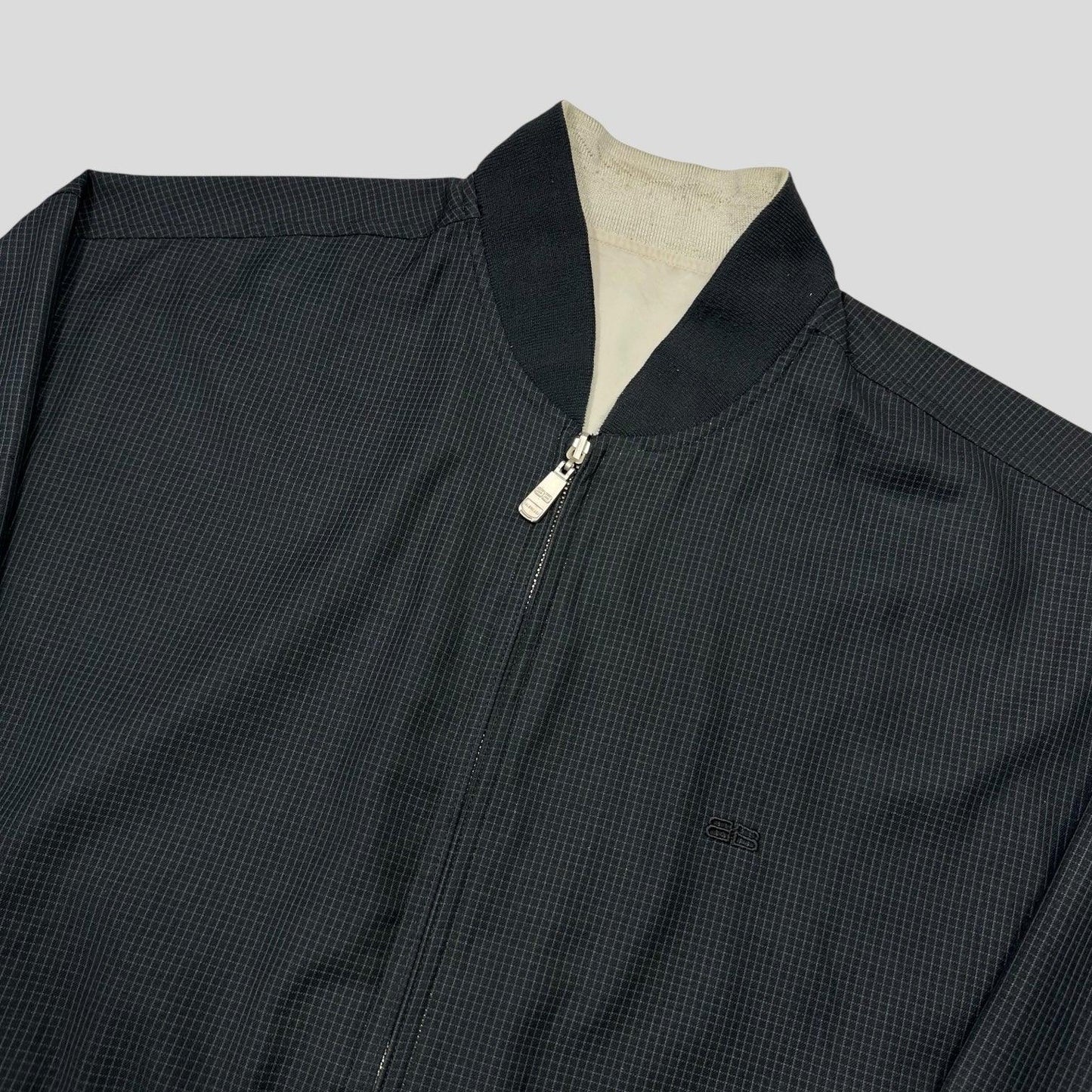 Balenciaga 90’s Grid Check Reversible Logo Bomber Jacket - L