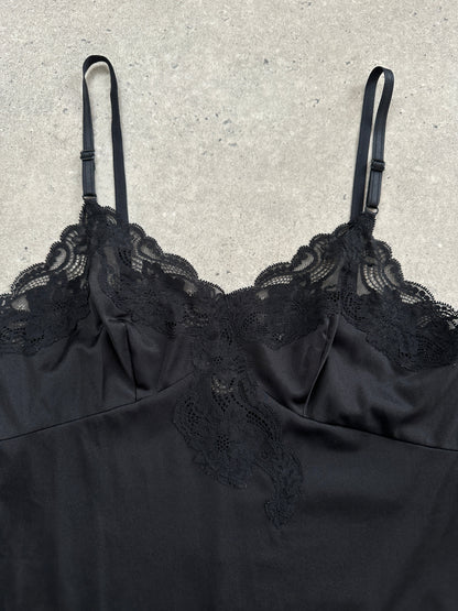 Vintage 2000s Lace Side Split Mini Slip Dress - S