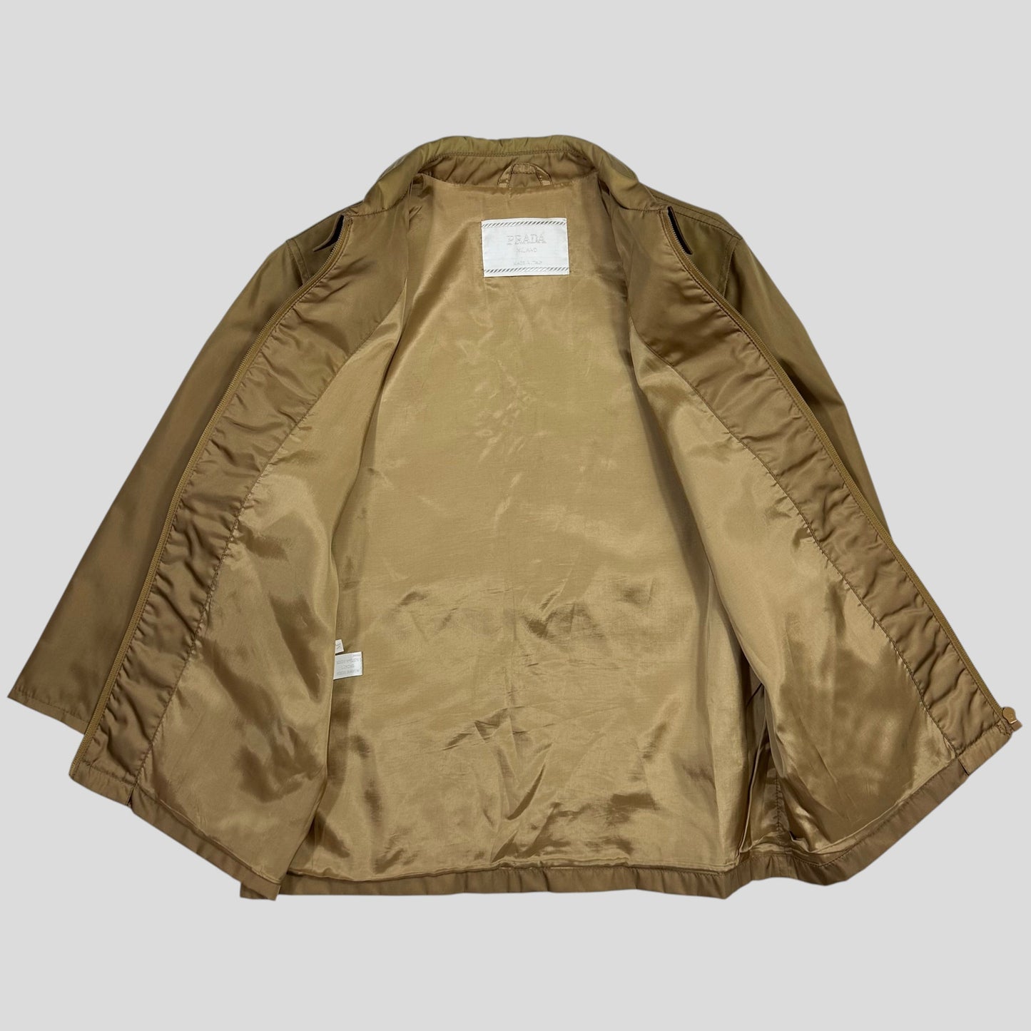 Prada Milano 90’s Gold Nylon Rayon Lined Zip Jacket - M | Default Title, Gold