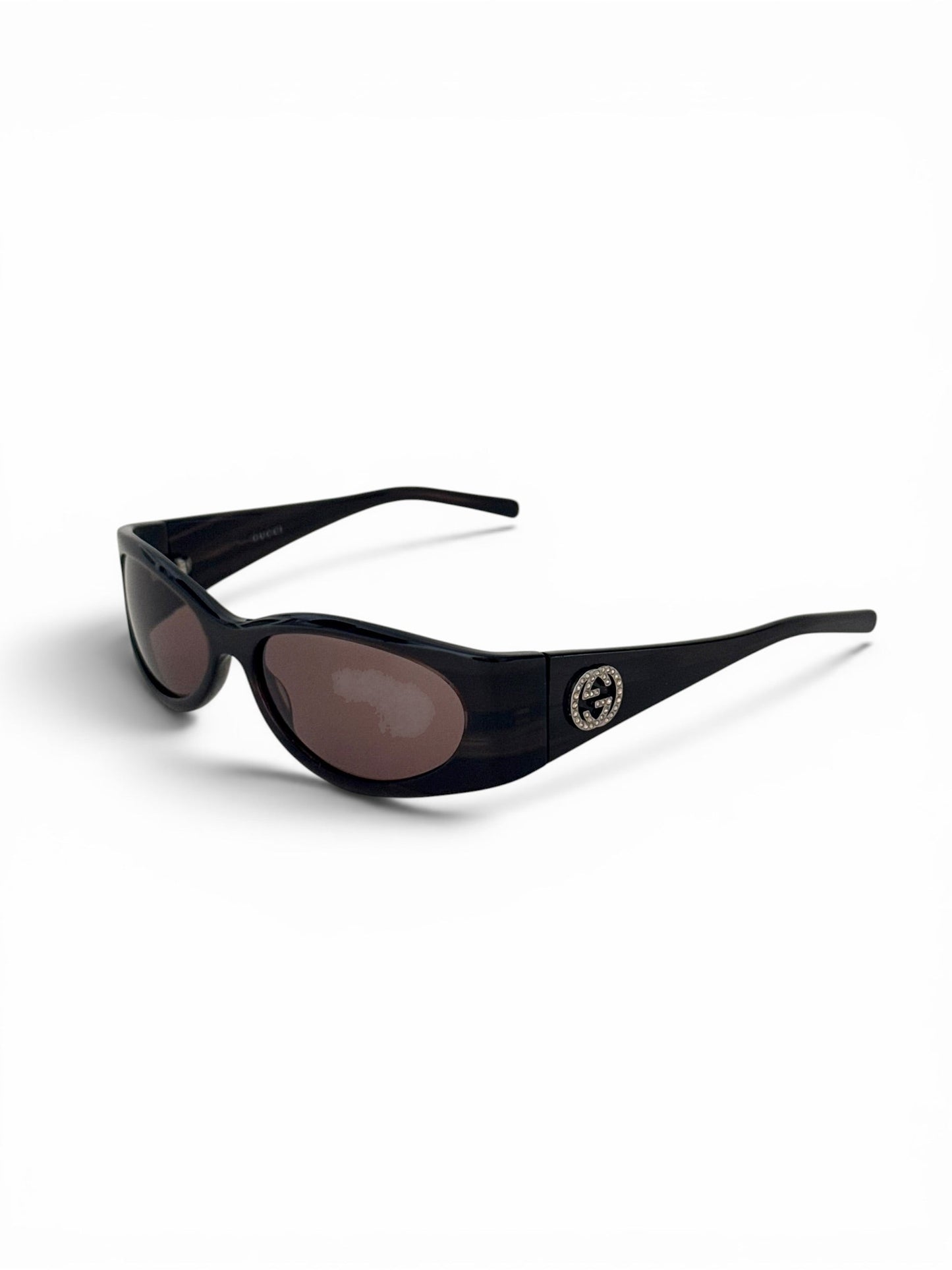 2000s Gucci GG Diamanté Sunglasses | O/S, Brown