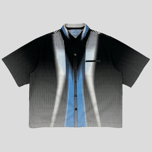 Prada Milano 2020 Ombré Striped Cropped Bowling Shirt - M/L